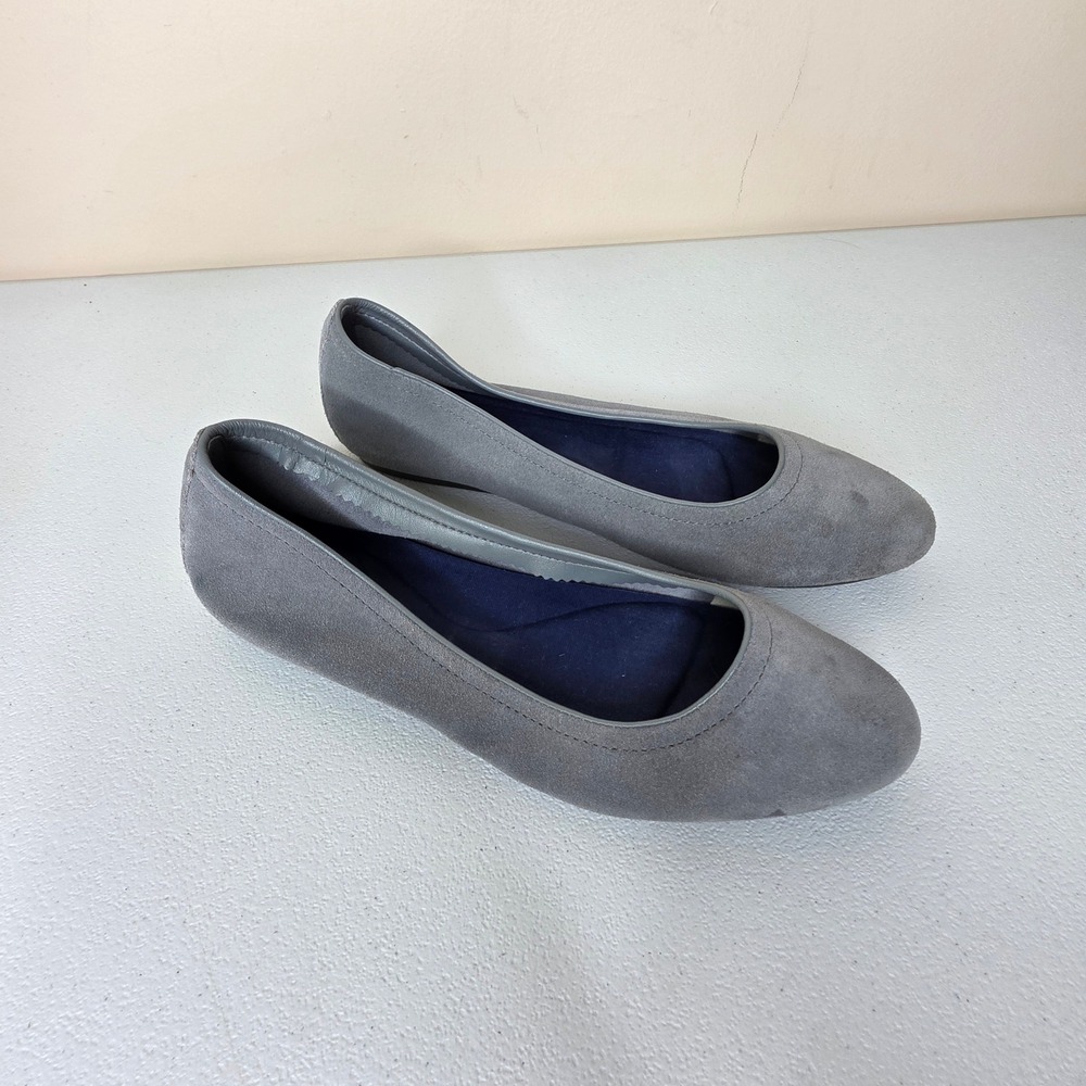Crocs Rio Suede Ballet Flat Womens 9 Gray Faux Suede Slip On Comfort Casual